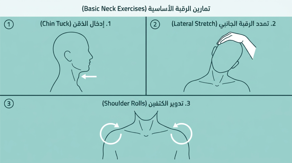 تمارين لعلاج الم الرقبة من الخلف — 3 تمارين يومية
