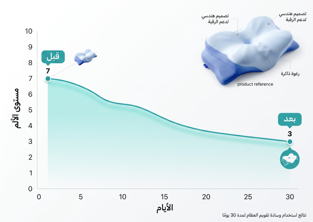 نتائج استخدام وسادة Derila Ergo — مقارنة قبل وبعد