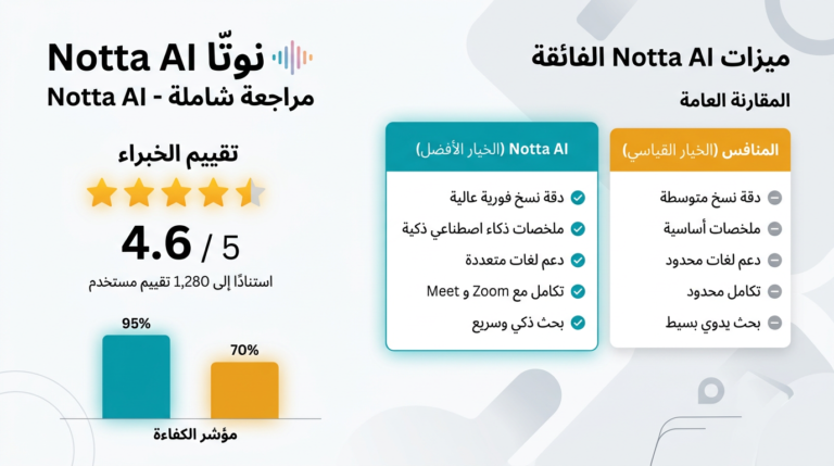 Notta AI مراجعة 2026 – أفضل خدمة لتفريغ المحاضرات للطلاب